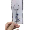 Silver keychain pendant, blue Devil's Eye starfish pendant Item Picture